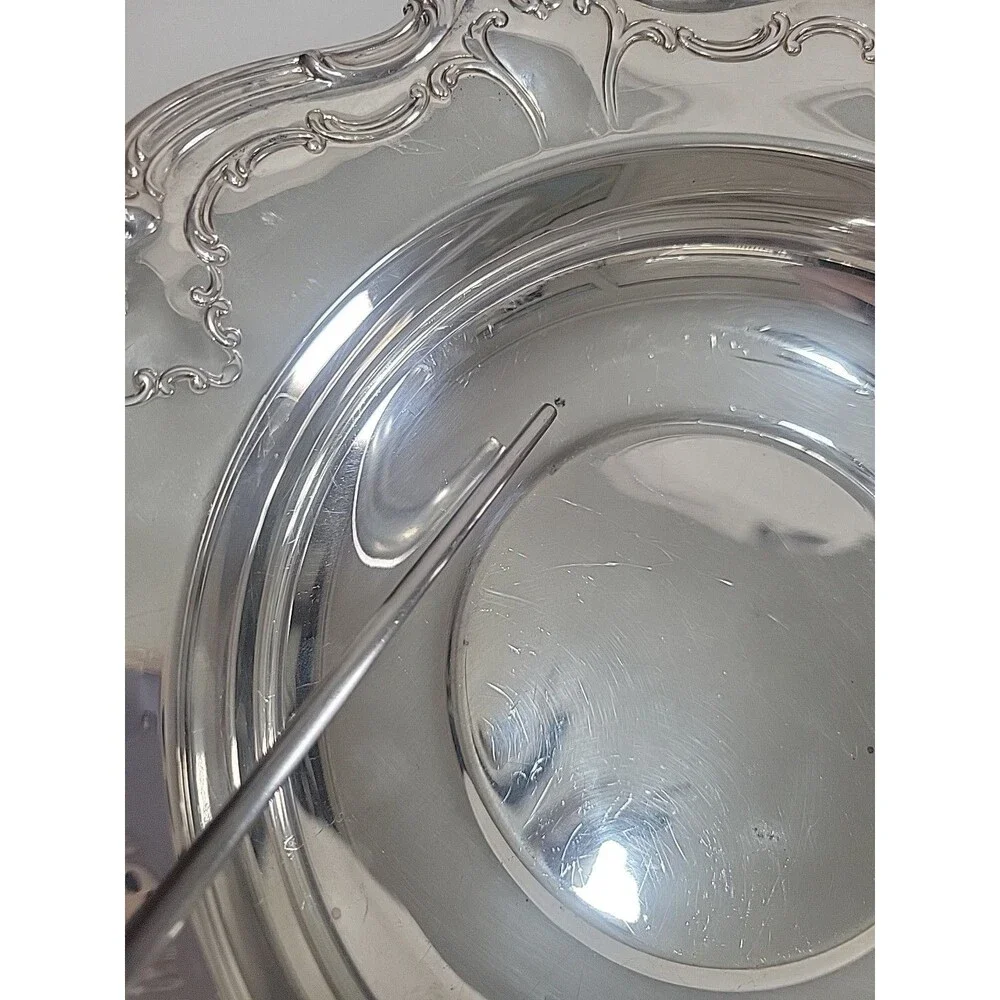 Vintage Gorham Silverplate Serving Bowl YC1308 Ornate Scroll Border 10